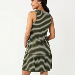 Sonoma | (M) Olive and White Striped Sleeveless Cotton Dress